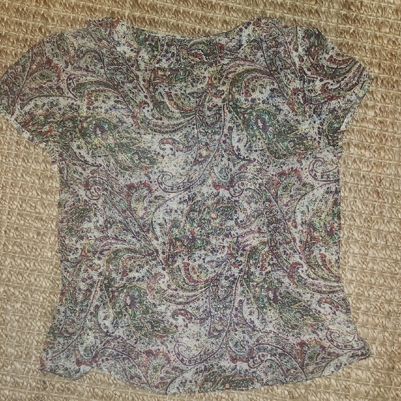 LOFT Paisley Button Down Shirt - Green and Purple - Picture 8 of 10